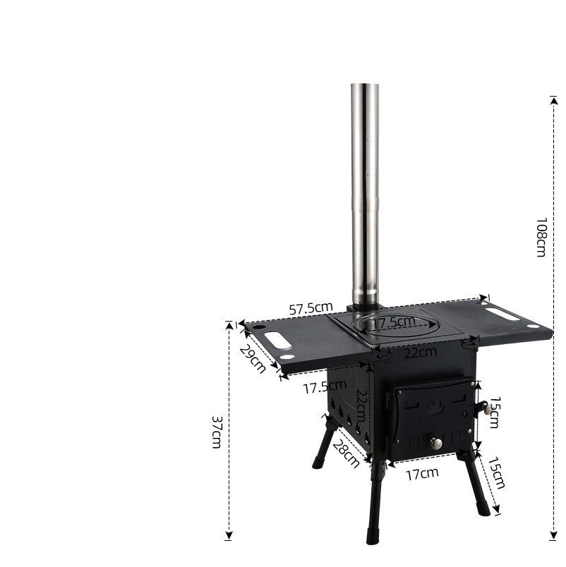 Portable Black Stainless Steel Outdoor Wood Charcoal Stove