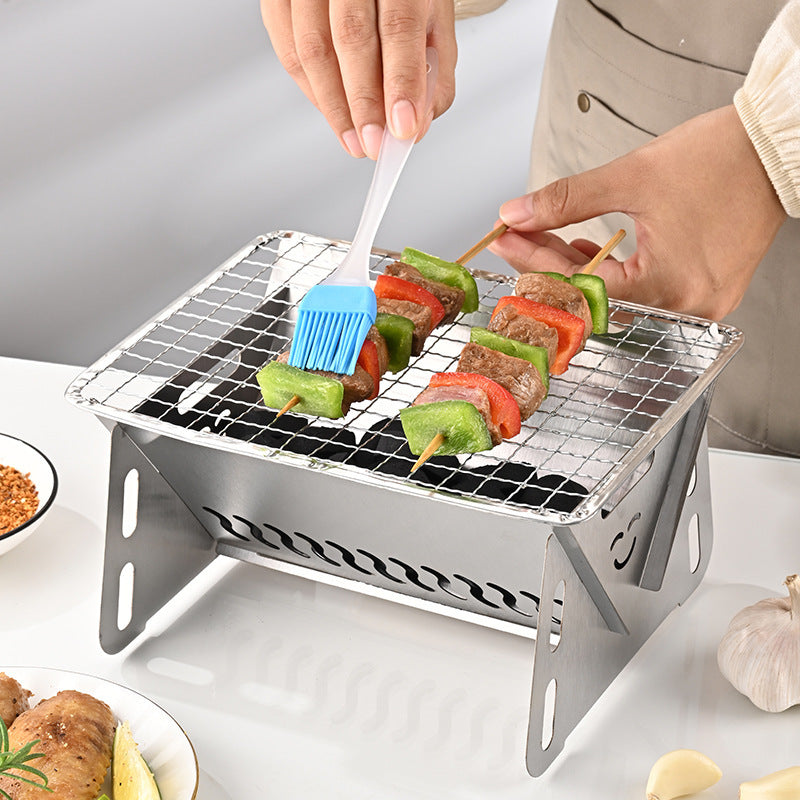 Portable Card-Type Stainless Steel Folding BBQ Grill