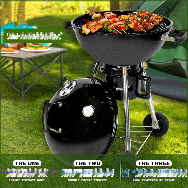 3.5-Inch Portable Charcoal BBQ Grill – Heat & Pressure Resistant Outdoor Cooking
