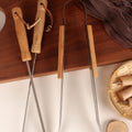 Premium Stainless Steel BBQ Grill Tool Set with Wooden Handle – 9-Piece Portable Barbecue Kit for Outdoor Grilling & Camping