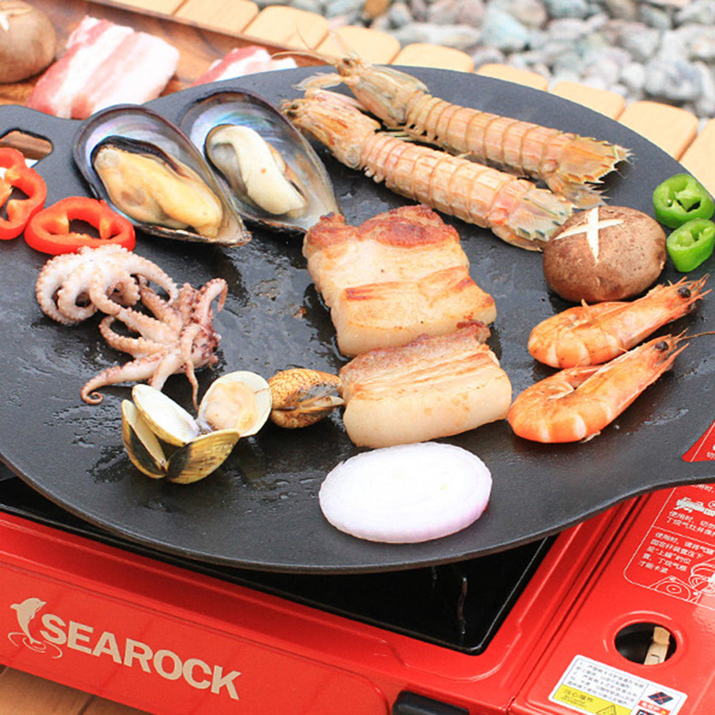 Portable Korean BBQ Grill Plate – Non-Stick Round Maifan Stone Baking Pan (30–36cm)