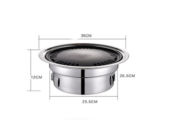 Korean Non-Stick Stainless Steel BBQ Grill with Charcoal Tray