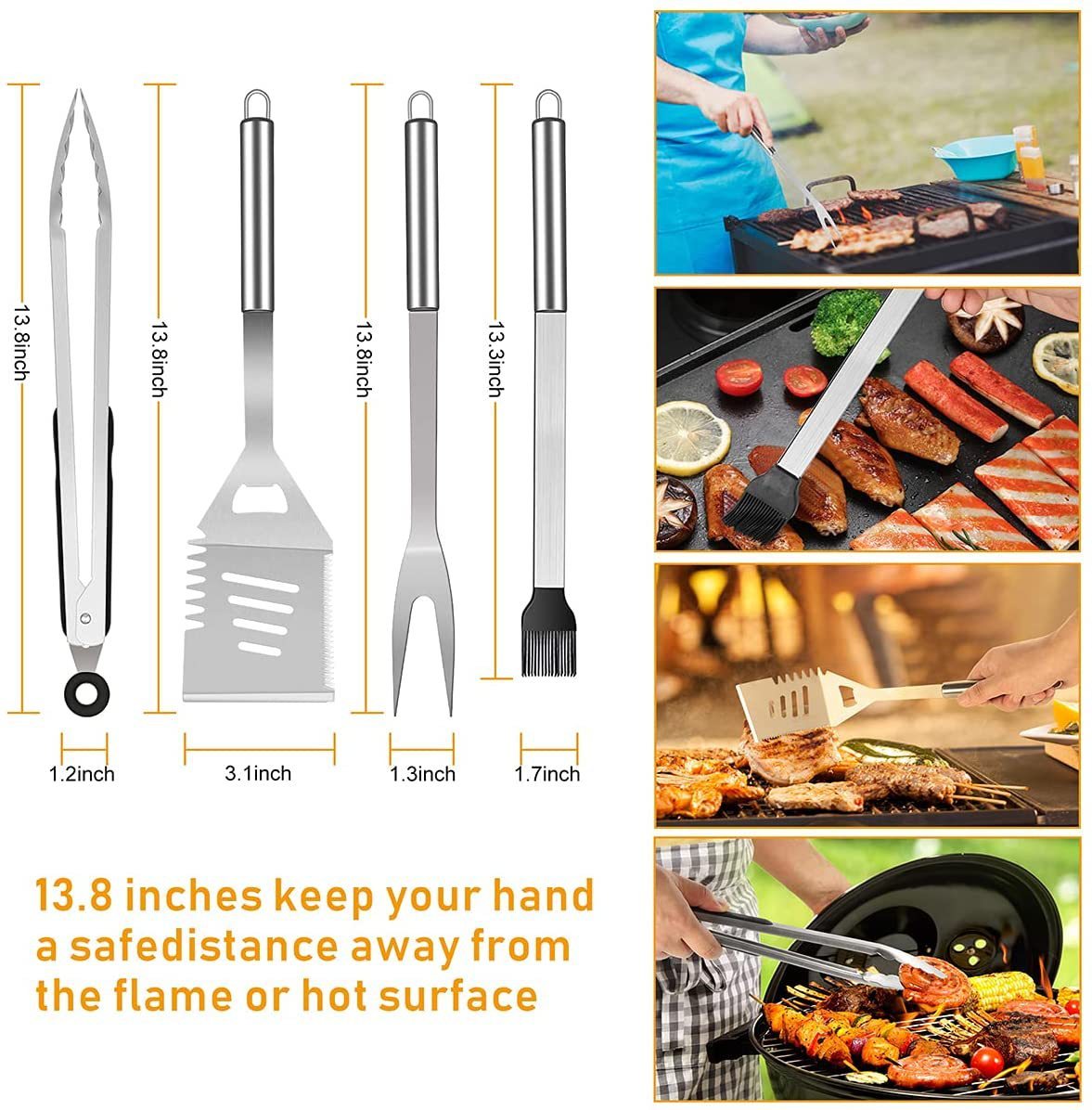 30-piece BBQ set, baking tool kit, stainless steel BBQ tools, apron gift set, BBQ tools with bag, outdoor cooking set, grilling gift set, baking utensils
