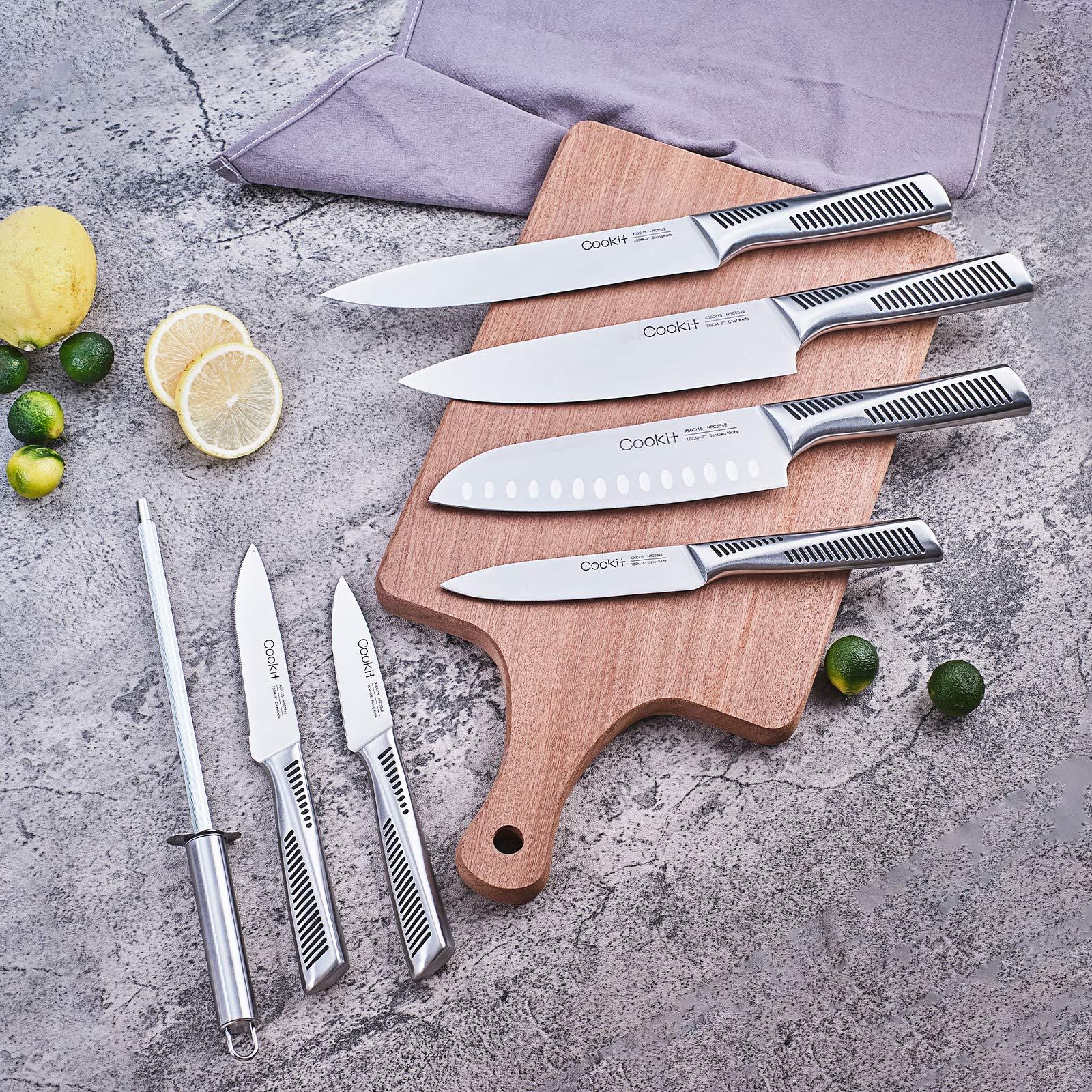 15-Piece Kitchen Knife Set with Wooden Block – German Stainless Steel Knives for Home & Professional Use
