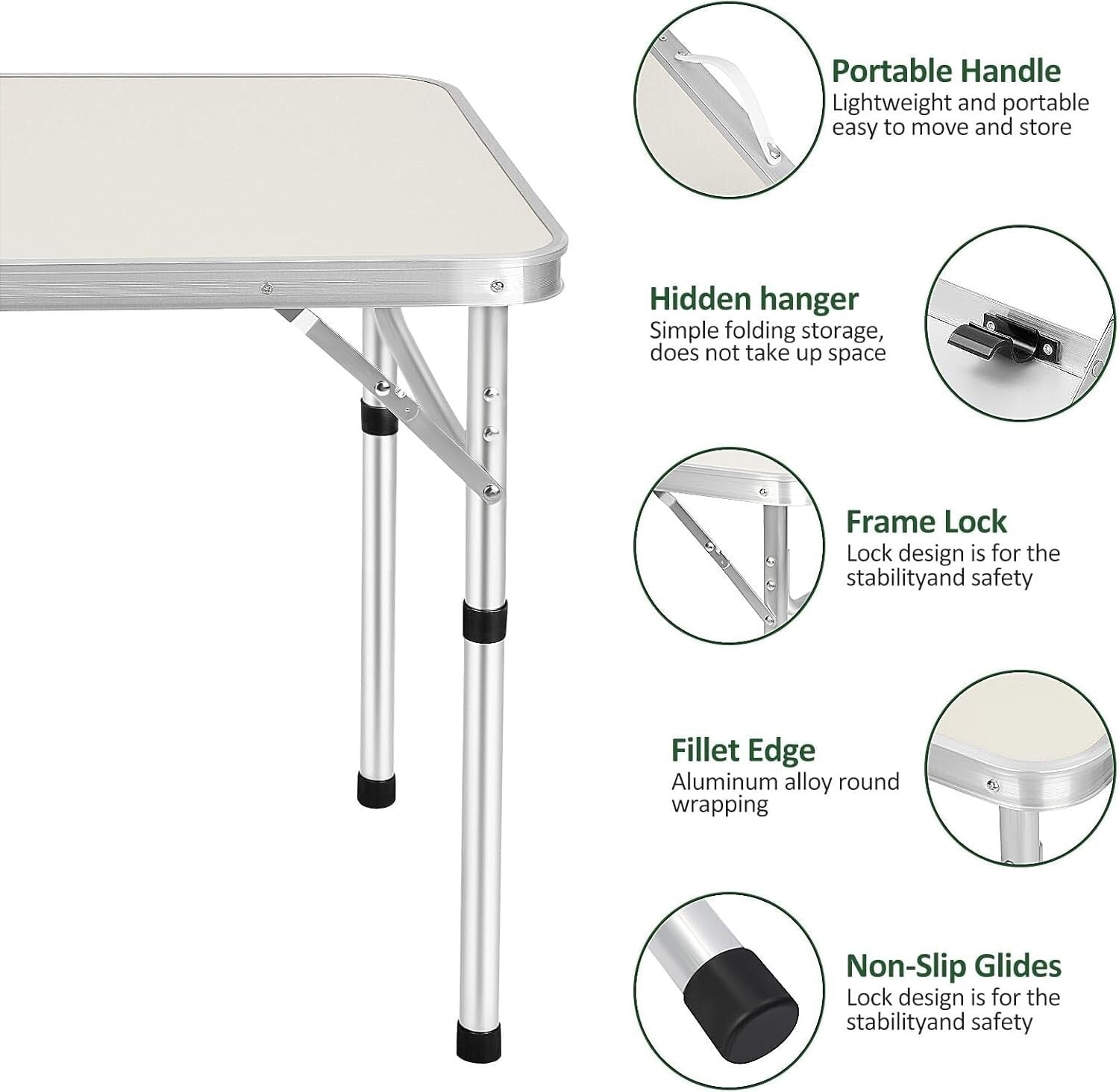NEW FOLDING CAMPING TABLE ALUMINIUM PICNIC PORTABLE ADJUSTABLE PARTY BBQ OUTDOOR