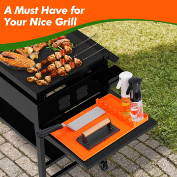 3-in-1 Silicone Grill & Oven Tool Mat – Side Shelf Protector, Griddle Rest, Roasting Pan Pad