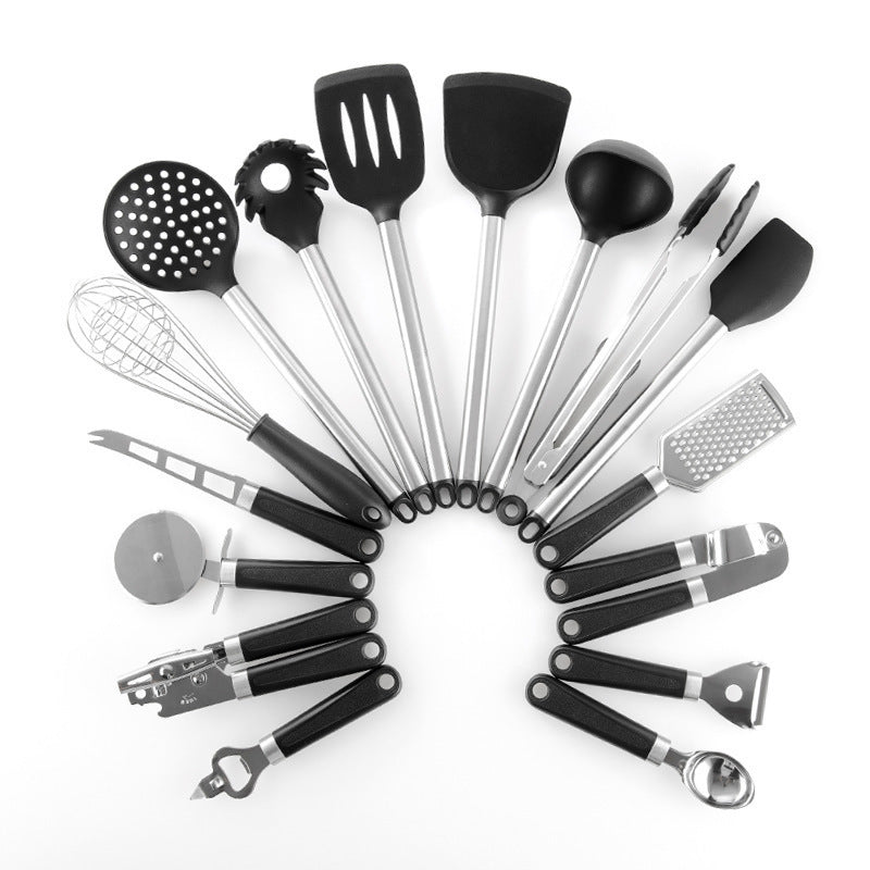 16-Piece Premium Stainless Steel & Silicone Cooking Utensil Set – Modern Kitchen Spatula and Spoon Kit
