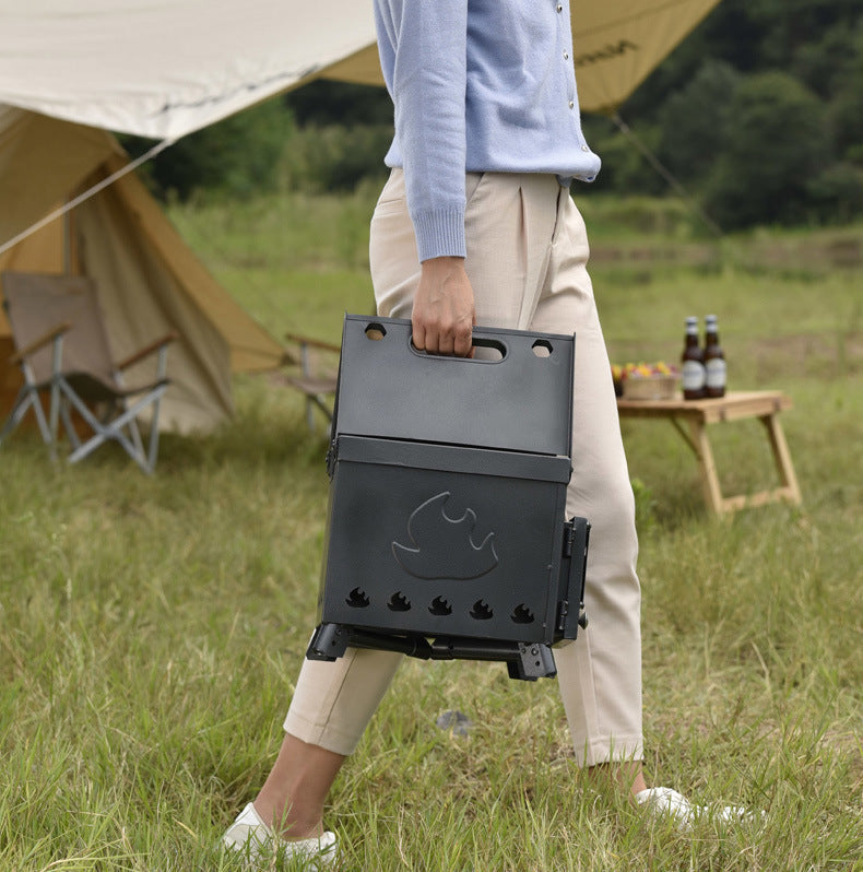 Portable Black Stainless Steel Outdoor Wood Charcoal Stove