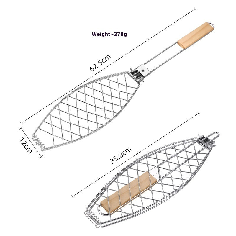 Grilled Fish Clip for BBQ – Removable Toast Clamp Tool | Iron Wire Ship-Style Grill Accessory for Household & Outdoor Cooking
