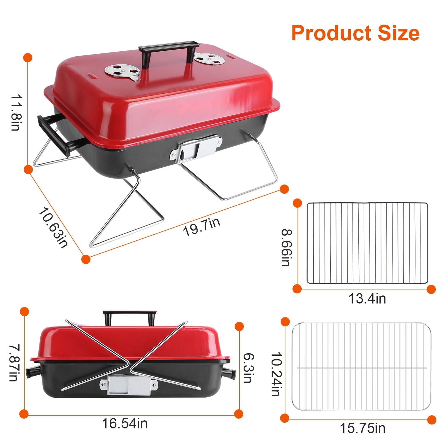 Portable Charcoal Grill with Lid – Lightweight & Foldable
