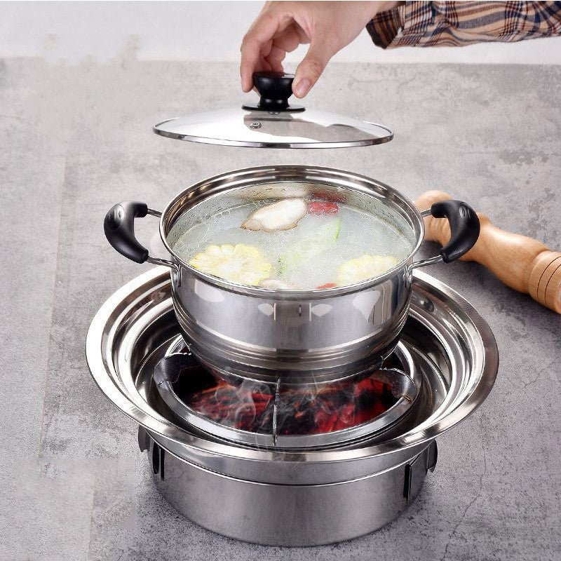 Korean Non-Stick Stainless Steel BBQ Grill with Charcoal Tray