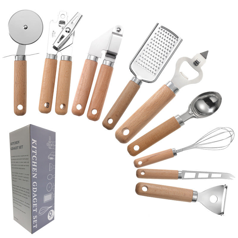 Modern Creative Kitchen Gadget Set with Wooden Handle
