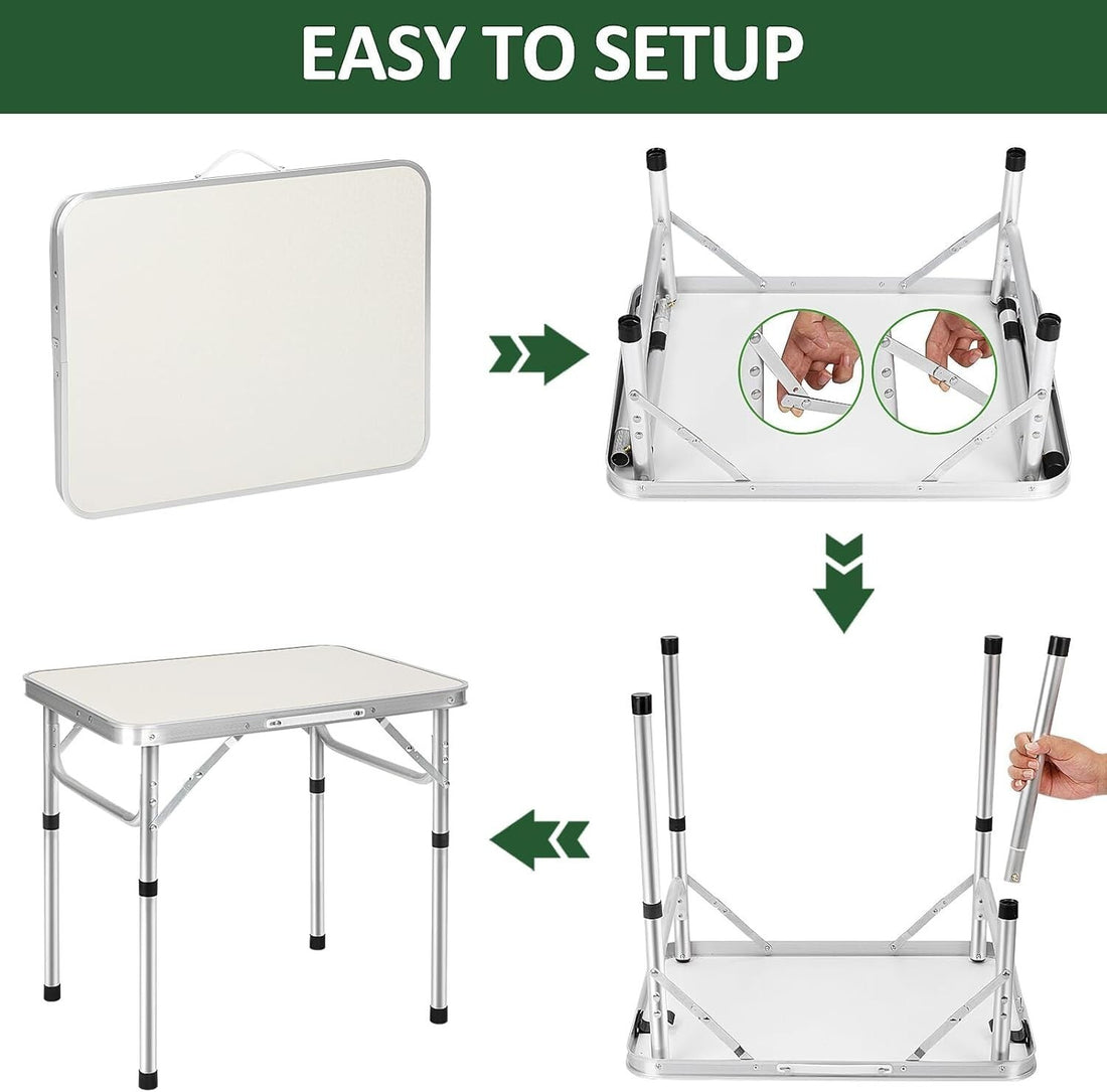 NEW FOLDING CAMPING TABLE ALUMINIUM PICNIC PORTABLE ADJUSTABLE PARTY BBQ OUTDOOR