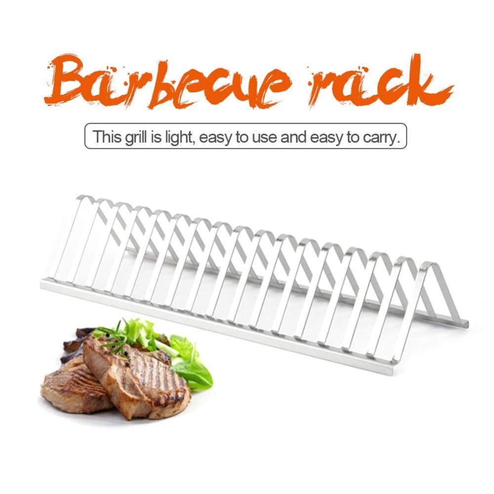 Stainless Steel Rib Rack BBQ Holder – Outdoor Grilling & Smoking Stand for Oven, Charcoal Grill & Picnic
