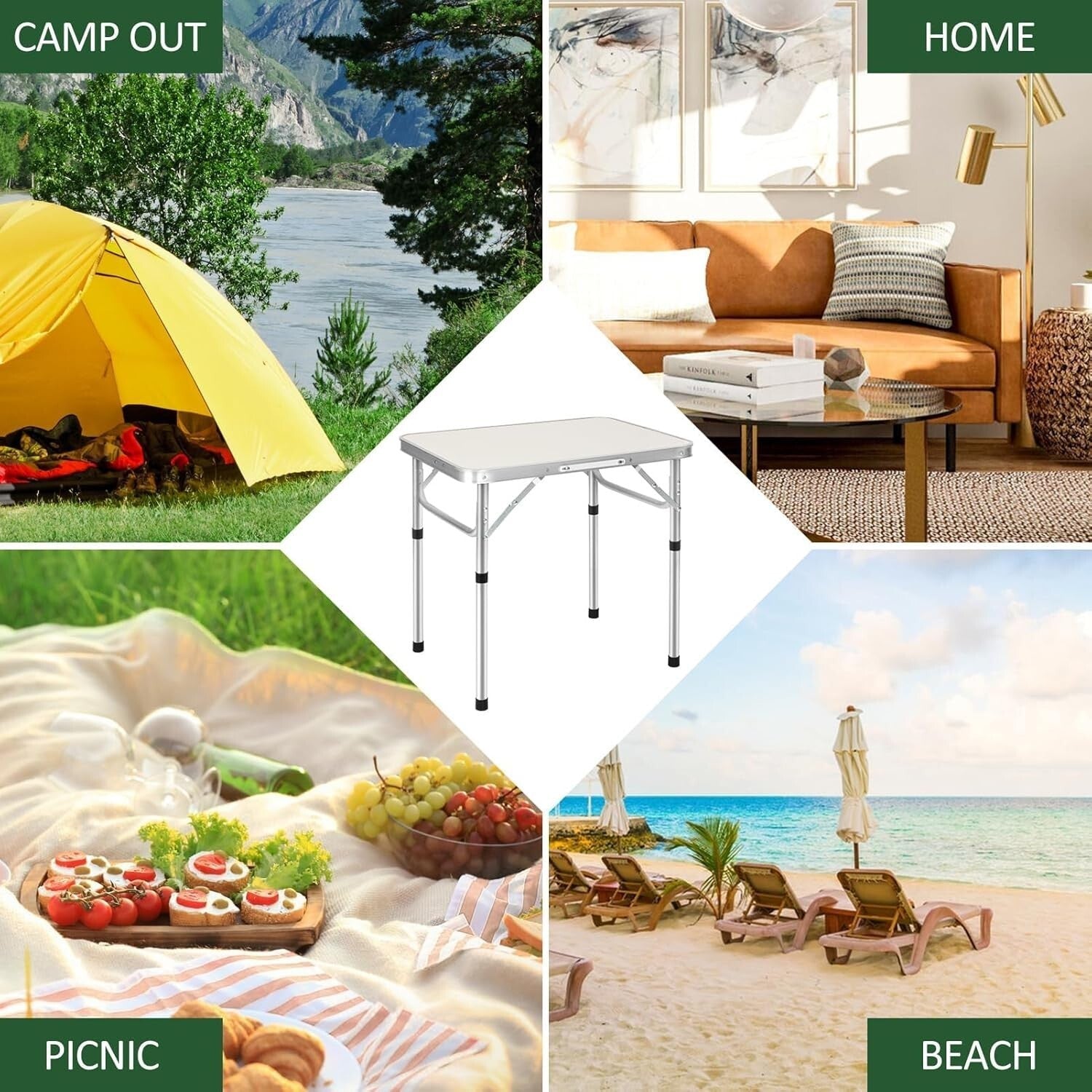 NEW FOLDING CAMPING TABLE ALUMINIUM PICNIC PORTABLE ADJUSTABLE PARTY BBQ OUTDOOR